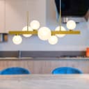 Modern Ceiling Golden Cluster Pendant Light Bar Globe Frosted Glass Lamp Shades H3089 With G9 LED