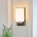 Rectangular Brushed Chrome Frosted Glass Shade Wall Light IP44 with G9 LED 5w Warm White