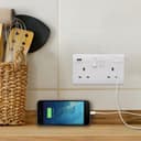 USB Double Wall Plug Socket 2 Gang 13A with 2 USB Charger Port Outlets White Socket Plate USBW2