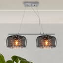 Modern Ceiling Crystal Droplet Pendant Light Double Smoked Grey Glass H3102