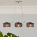 Modern Ceiling Crystal Droplet Pendant Light Triple Smoked Grey Glass H3103