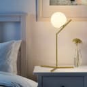 Art Deco Brass Table Lamp Frosted Globe Opaque Glass Shade