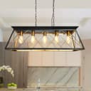 Large Vintage Black Hanging Ceiling Lantern Cage 5 Fitting Brass Pendant Light H3116