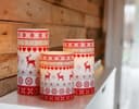 Set Of 3 USB Rechargeable LED Wax Christmas Reindeer Flameless Candles With Remote Control WAX04