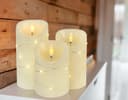 Set Of 3 USB Rechargeable LED Wax Coiled Fairy Flameless Candles With Remote Control WAX05