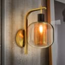 Industrial Antique Brass Single Wall Light Sconce Clear Glass Lamp Shade