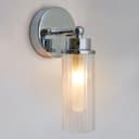 Ribbed Glass Single Wall Light Polished Chrome Slim Side IP44 H3136