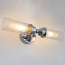 Ribbed Glass Twin Wall Light Polished Chrome Slim Side IP44 H3137