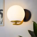 Indoor Brass Opal Globe Frosted Glass Wall Light H3138