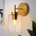 Antique Brass Wall Light Bubble Glass Lamp Shade Cylindrical Transparent Glass H3127