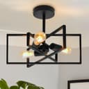 Modern Rectangular Black Ceiling Pendant Light 3 Light Semi Flush H3122