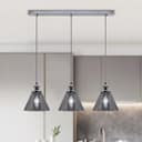 Vintage Industrial 3 Light Ceiling Pendant Lamp Mini Glass Sconce Smoked Grey Shades K403