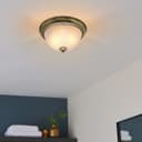 Flush Fitting Brass Ceiling Light Frosted Glass Dome Shade Metal Surround IP44 H3120