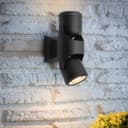 Black Outdoor Double Wall Light Adjustable IP54 External Directional Spot Lamp