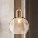 Modern Retro Ceiling Brass Pendant Light Transparent Globe Glass Lamp Shade K427