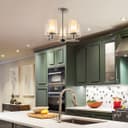 Fixed 5 Lights Chrome Ceiling Light Semi Flush Glass Shade Lantern Chandelier K415