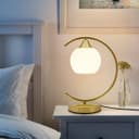 Arch Brass Table Lamp Opaque Glass Globe Shade Opal Sphere T515