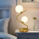Retro Brass Twin Opaque Frosted Glass Globe Table Lamp T516