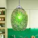 Vintage Ceiling Crackle Green Mosaic Glass Pendant Light K424