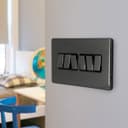 Light Switch 6 Gang 2 Way Polished Black Nickel Wall Switch Screwless Finish N310GME