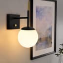 Modern Brass Wall Light Black Frosted Glass Globe Sconce H3125