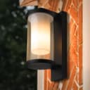 Outdoor Black Cylindrical Wall Light Lantern Glass Lamp Shade Frosted Diffuser ZLC379 with 4w LED Warm