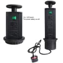 Black Top Power Tower Pop Up Socket With 2 USB Charging Port 3 Plug Sockets 