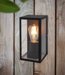 Rectangular Glass Wall Lantern Outdoor Garden Wall Light Black Body Metal Luminaire ZLC084B