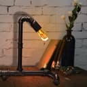 Vintage Industrial Rustic Copper Water Pipe Style Bedside Table Desk Lamp