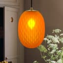 Modern Brass Ceiling Pendant Light Orange Textured Glass Lamp Shade K448
