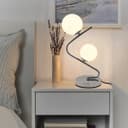 Modern Chrome Twin Opaque Frosted Glass Globe Table Lamp T506