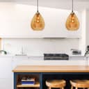 Modern Vintage Smoked Teardrop Gold Glass Ceiling Pendant Lamp M0239