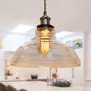 Vintage Glass Shade Pendant Antique Brass Hanging Ceiling Light 