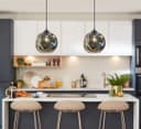 Modern Melting Glass Globe Ceiling Pendant Light Lava Shade Smoked Grey Black Nickel H3013