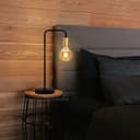 Retro Black Pipe Table Lamp Golden Holder H3009
