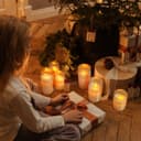 Set of 3 USB Rechargeable LED Wax Gold Glass Flameless Candles with Remote Control