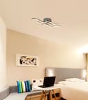 Modern LED Ceiling Chrome 3 Strip Light Warm White 20W Semi Flush H3015