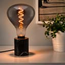 LED Vintage Classic Filament Light Bulb Smoked Grey Glass Tear Drop 4w E27 Coil R125