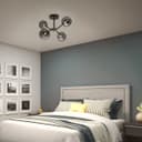 Modern Ceiling Light 4 Glass Globe Smoked Grey Lamp Shades H3059 with G9 LED 5w Warm White