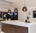 Chrome Blown Glass Ceiling Pendant Light Smoked Grey Globe Lamp Shade H3068