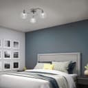 Modern Chrome 3 Way Ceiling Light Glass Globe Shades H3060 with 3 x G9 5w LED 