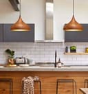 Modern Ceiling Pendant Dome Metal Wood Grain Finish Light H3063
