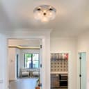 Round 3 Way Chrome Ceiling Light Frosted Pinecone Glass H3099