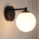 Modern Indoor Frosted Glass Globe Scone Matte Black Wall Light H3096 with LED G9 Warm White