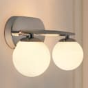 Modern Indoor Double Frosted Glass Globe Scone Chrome Wall Light H3079 With LED G9 Warm White