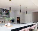Slim Tubular Modern Black Marble Ceiling Pendant Lamp Shade Brass Holder
