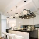 LED Ceiling Chrome Glass Globe Pendant Light CCT Natural Cool Warm White H3108