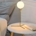 Art Deco Brass Table Lamp Frosted Globe Opaque Glass Shade