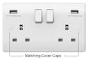 USB Double Wall Plug Socket 2 Gang 13A with 2 USB Charger Port Outlets White Socket Plate USBW2