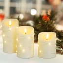 Set Of 3 USB Rechargeable LED Wax Coiled Fairy Flameless Candles With Remote Control WAX05